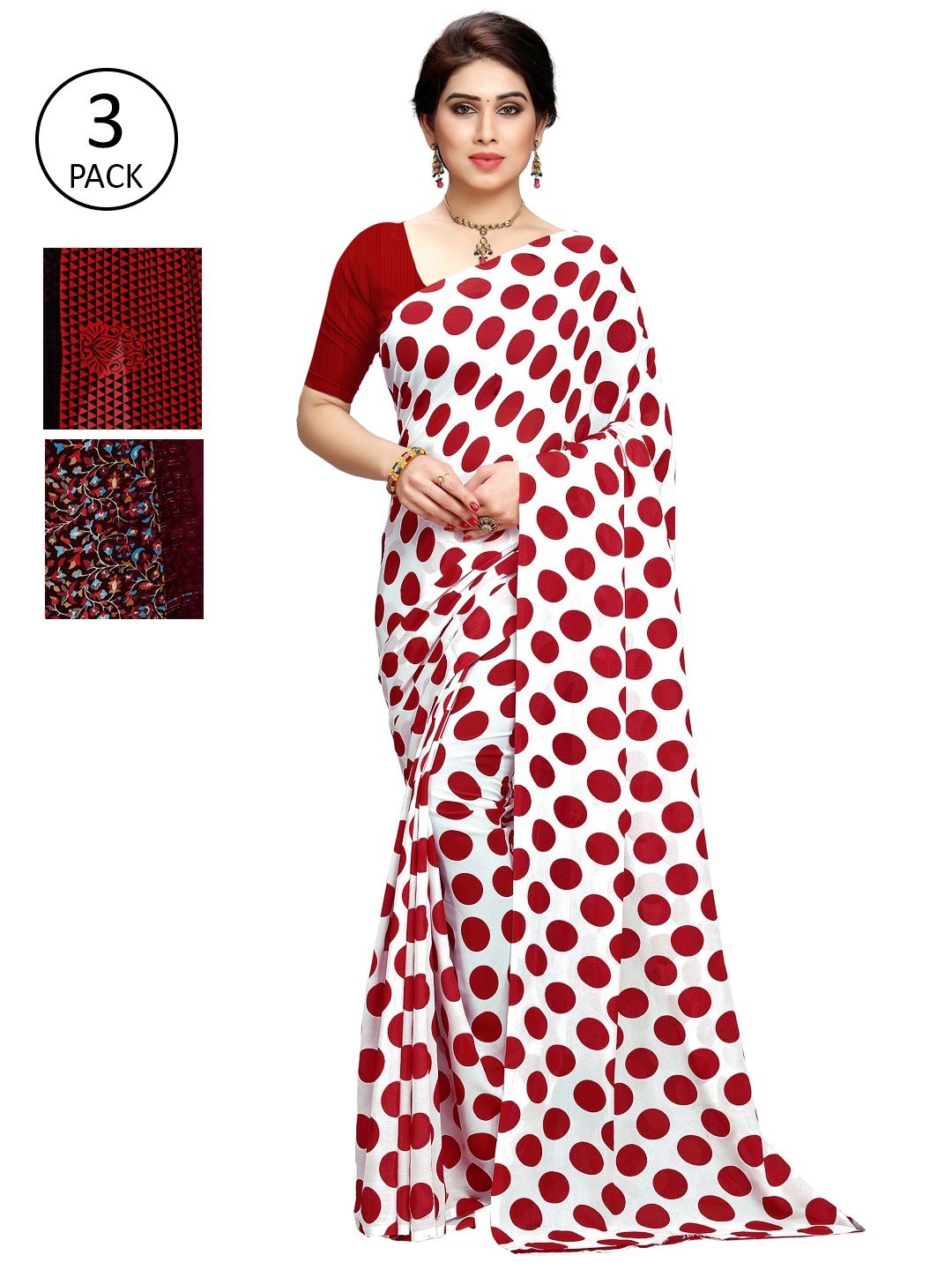 

KALINI Multi Pack of 3 Printed Saree