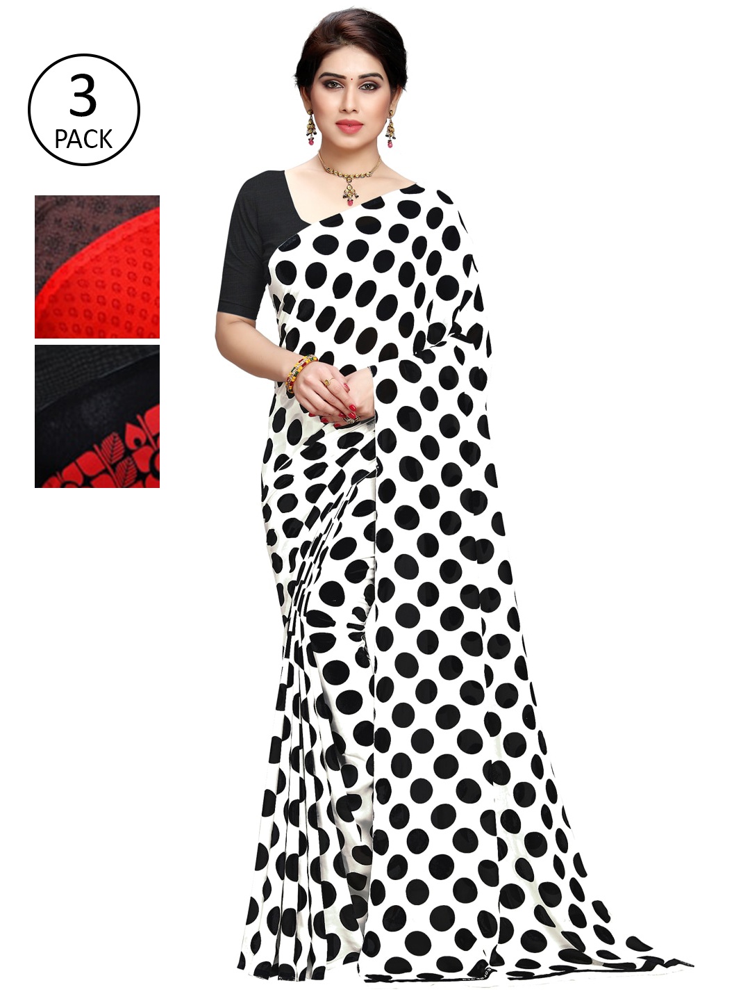 

KALINI Pack of 3 Printed Sarees, Multi