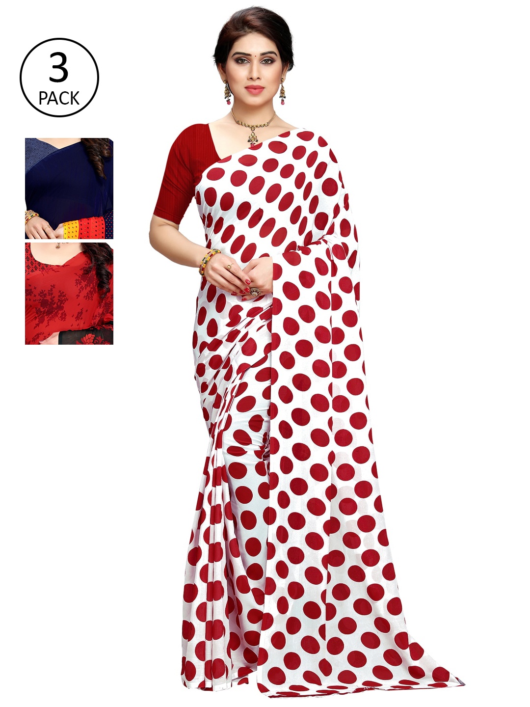 

KALINI Pack of 3 Printed Sarees, Multi