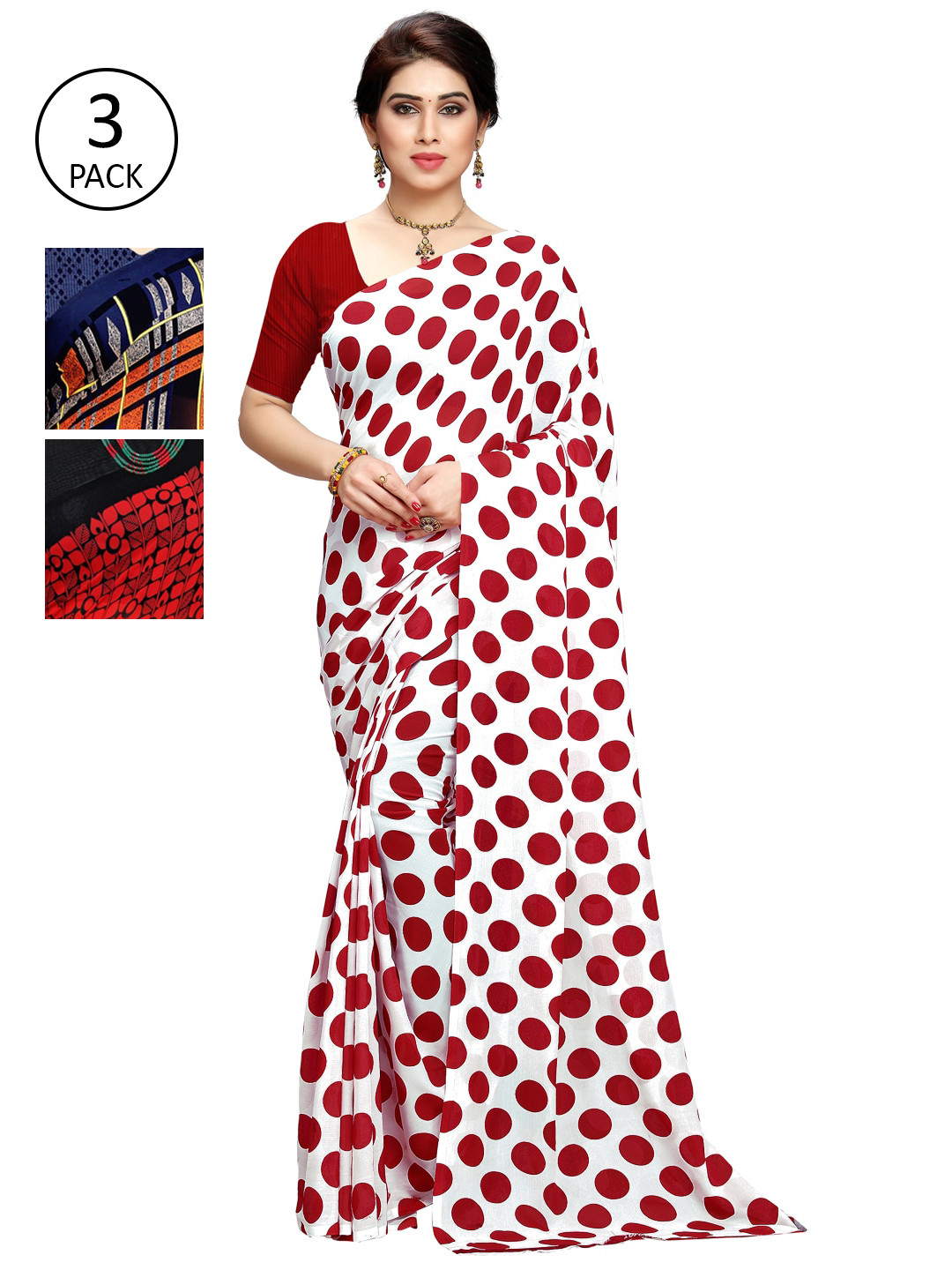 

KALINI Pack Of 3 Printed Sarees, Multi