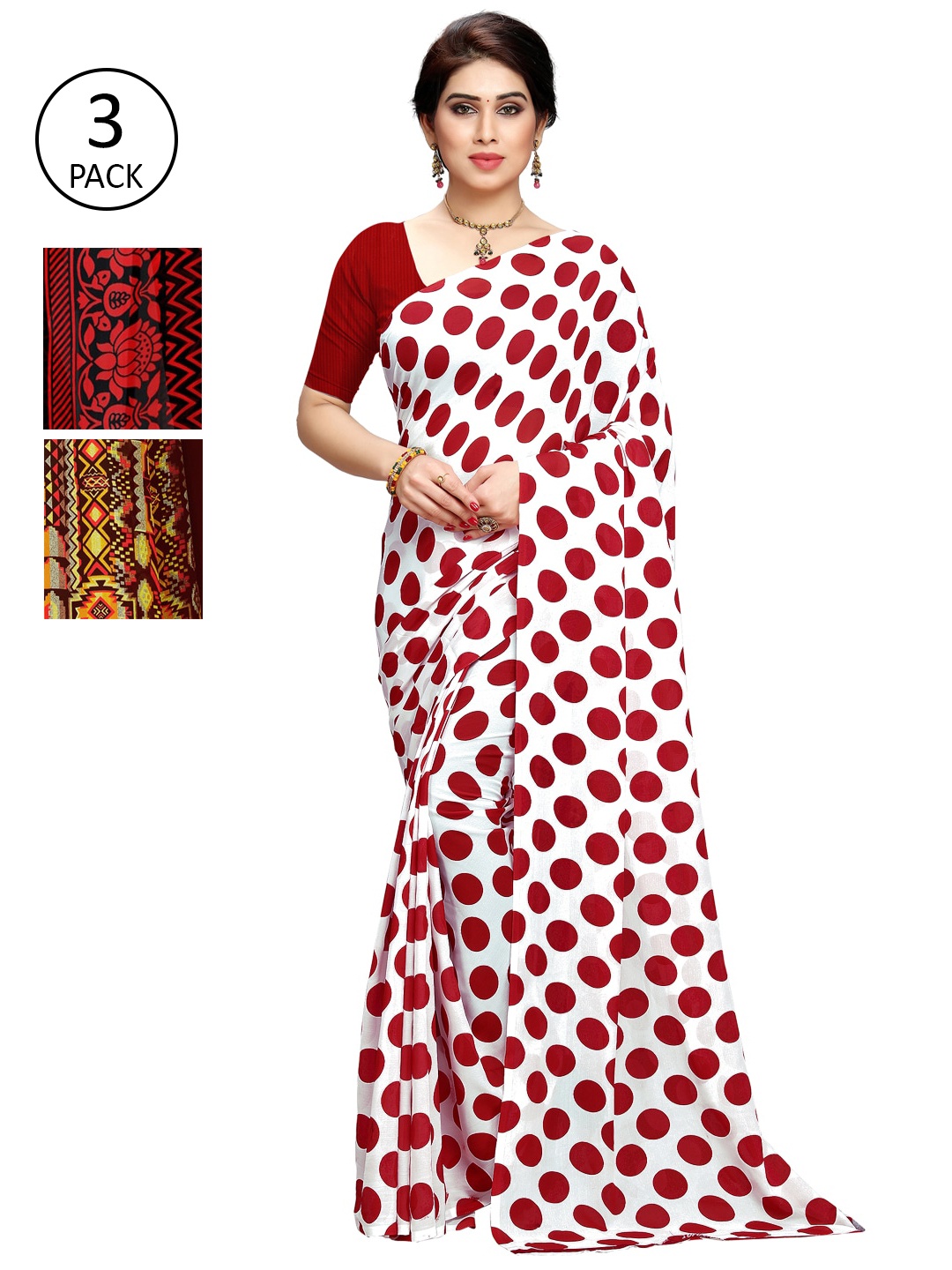 

KALINI Red & Maroon Pack of 3 Saree