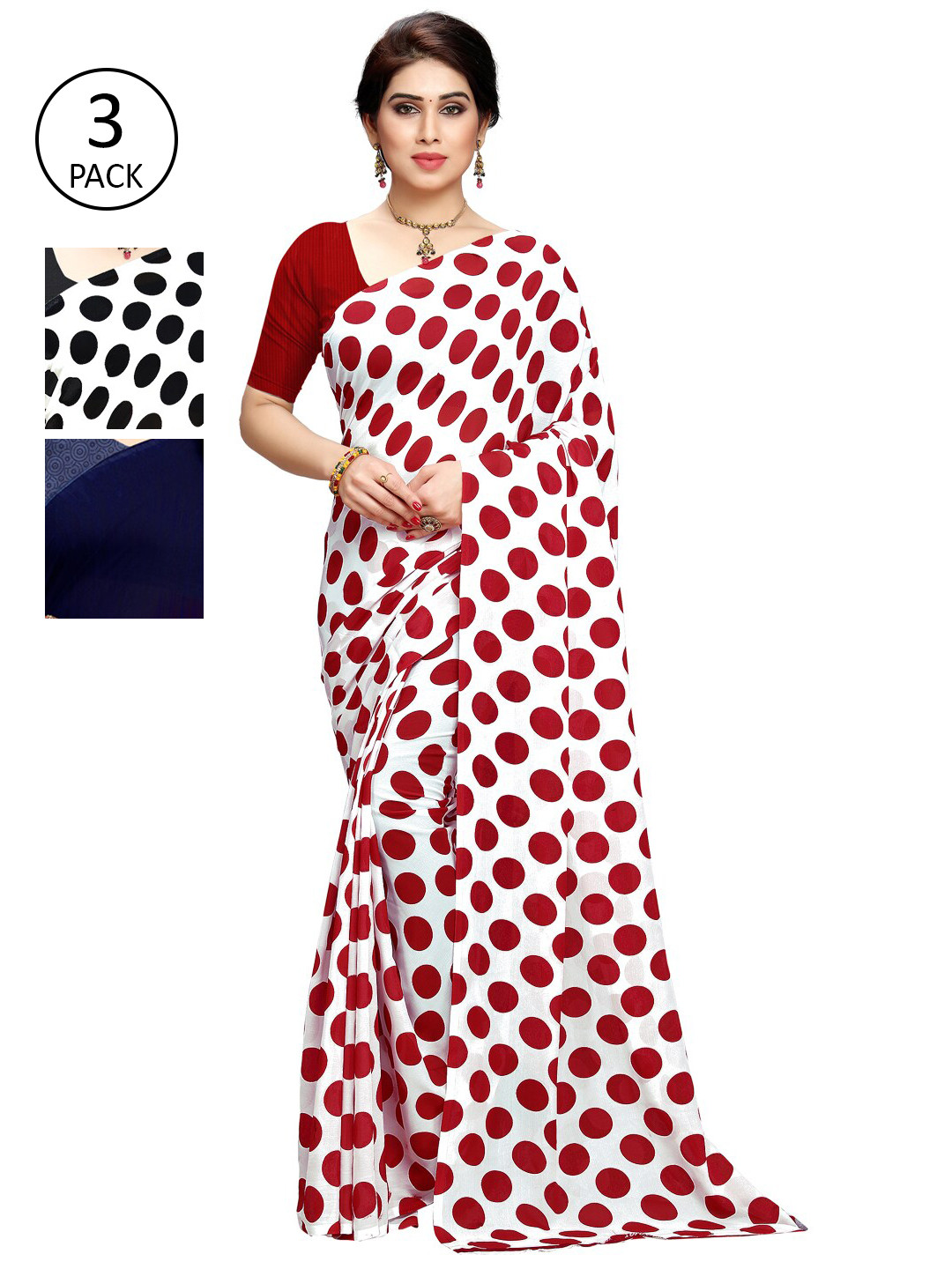 

KALINI Pack of 3 Printed Sarees, Multi