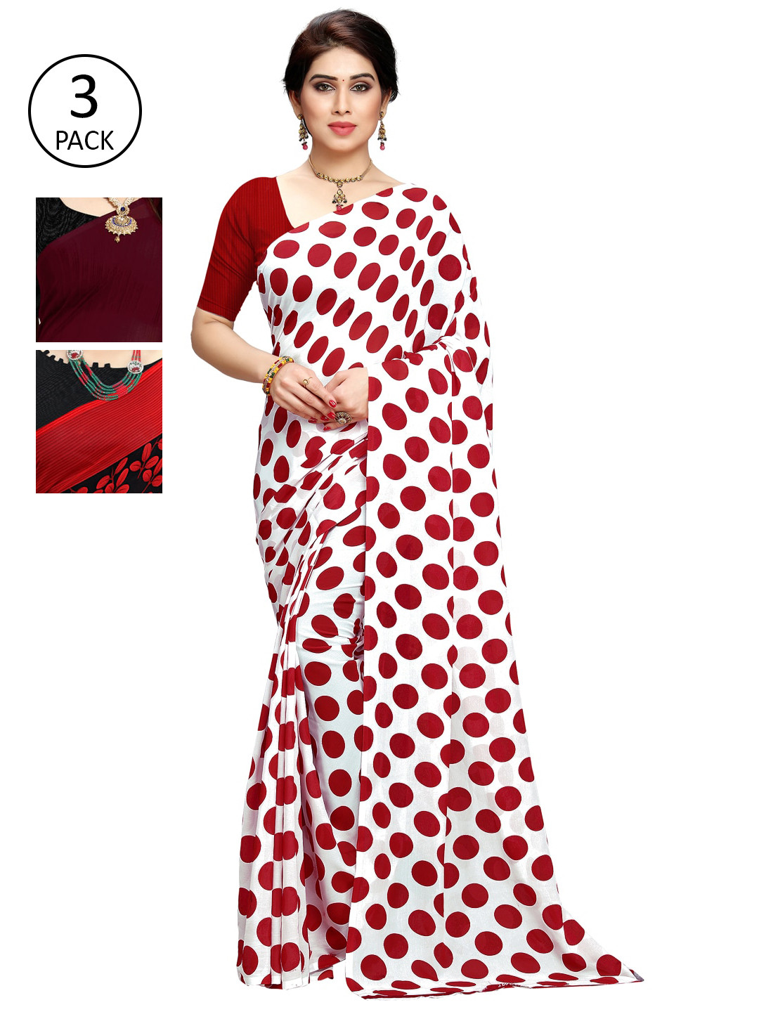 

KALINI Pack of 3 Printed Sarees, Multi