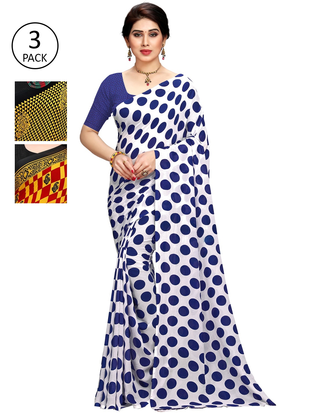 

KALINI Pack Of 3 Multicoloured Printed Sarees, Multi