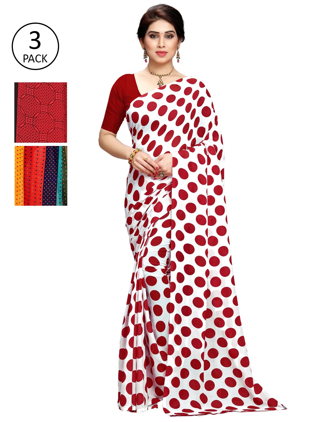 

KALINI Pack of 3 Printed Sarees, Multi