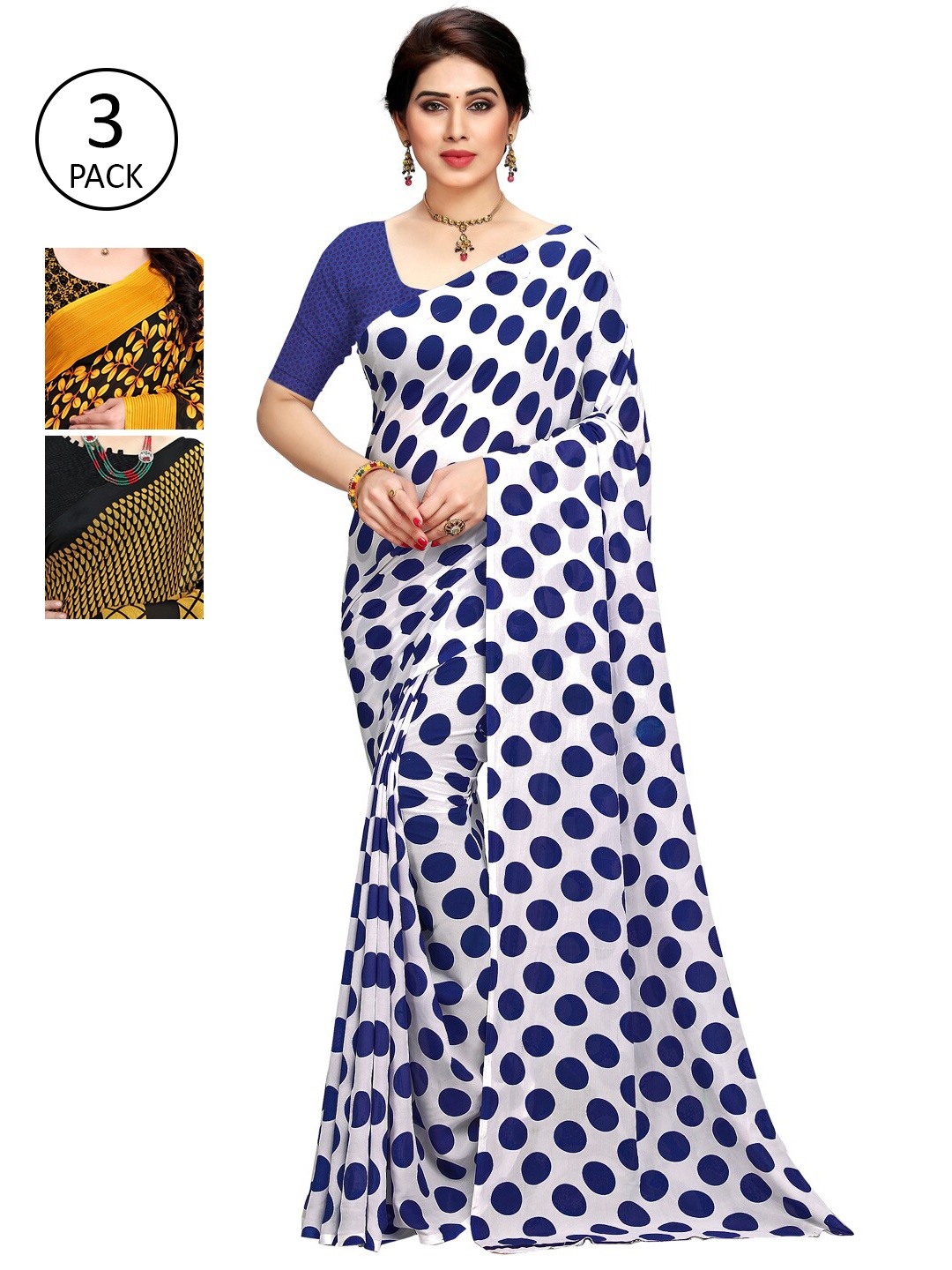 

KALINI Pack Of 3 Printed Saree, Yellow