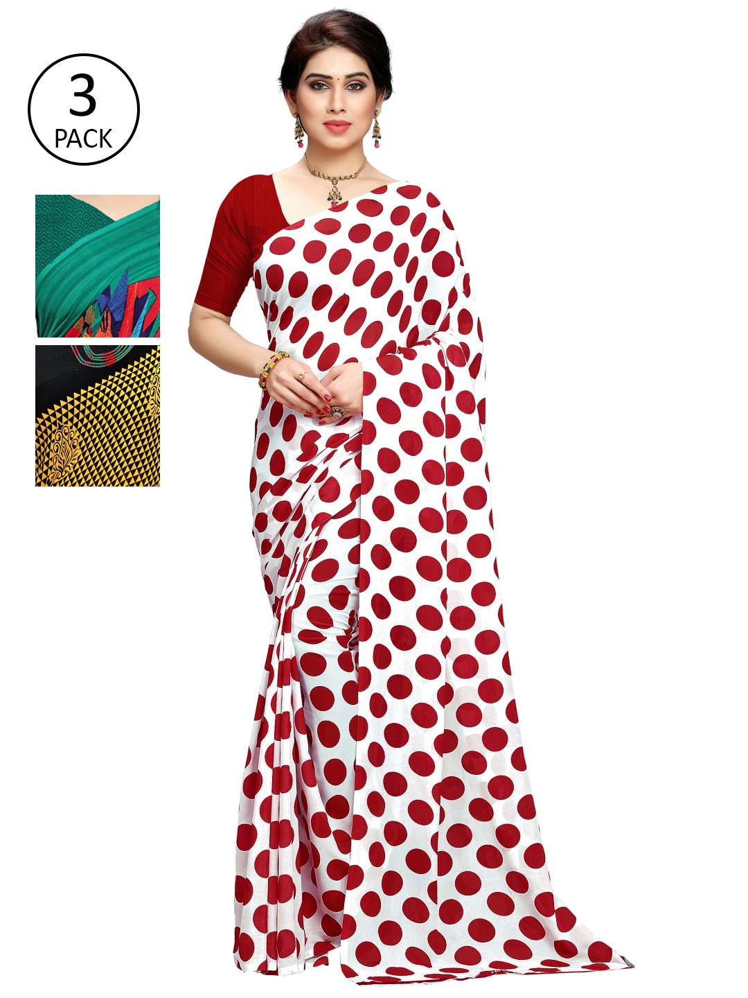

KALINI Pack Of 3 Multicoloured Printed Sarees, Blue