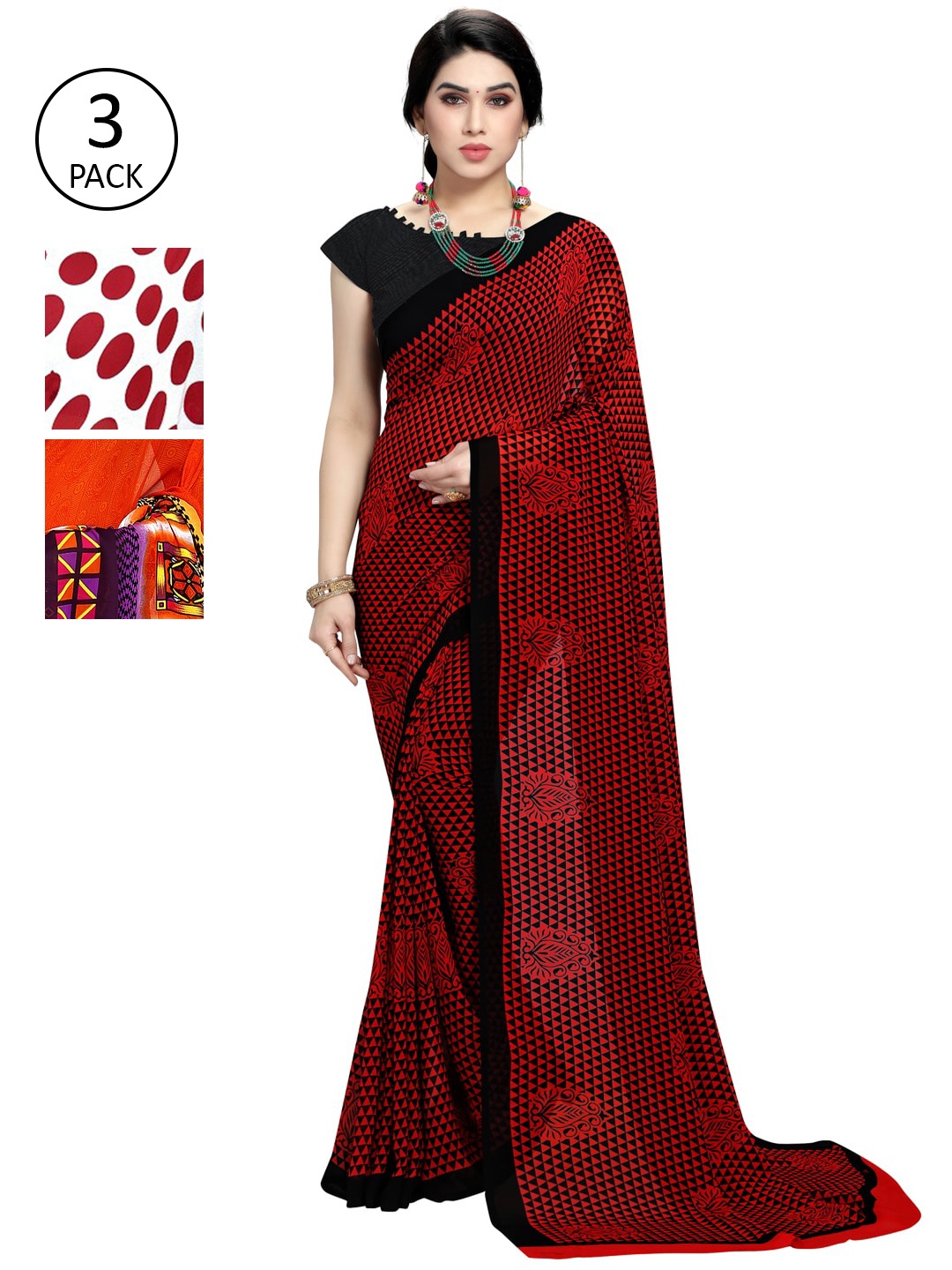KALINI Multicoloured Pack of 3 Saree, Multi