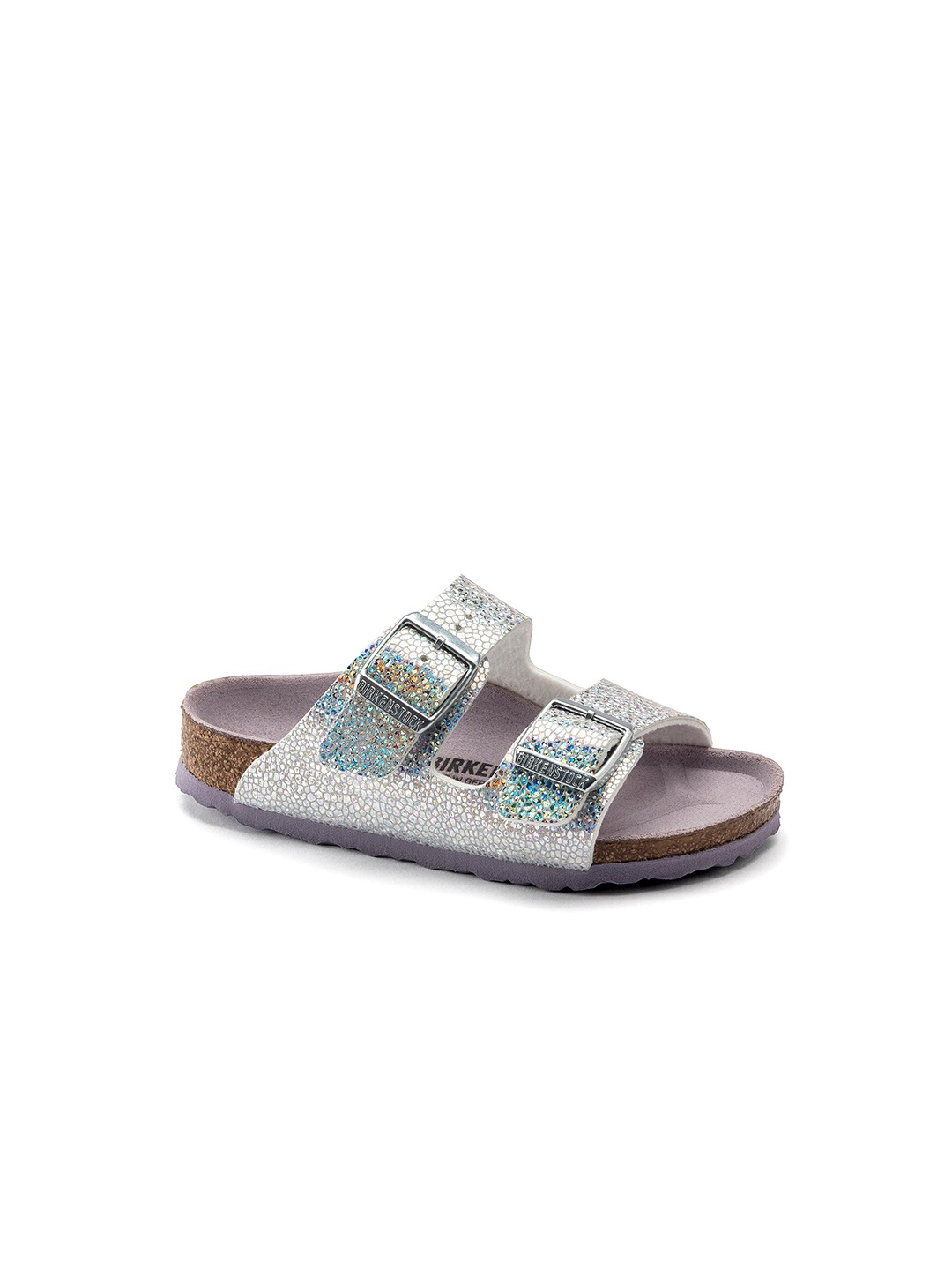 

Birkenstock Girls Silver-Toned Printed Open Toe Flats