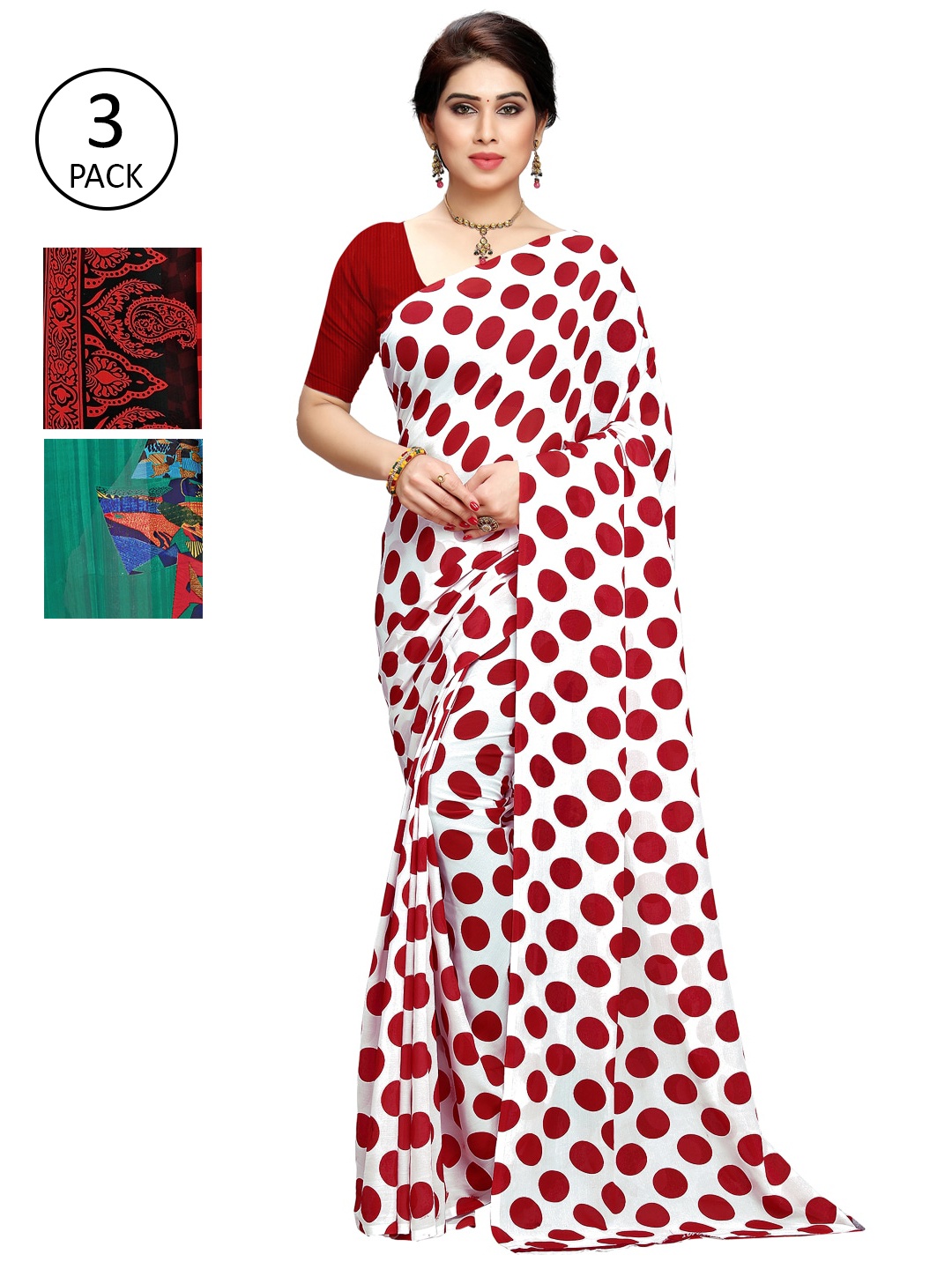 

KALINI Pack of 3 Printed Sarees, Multi