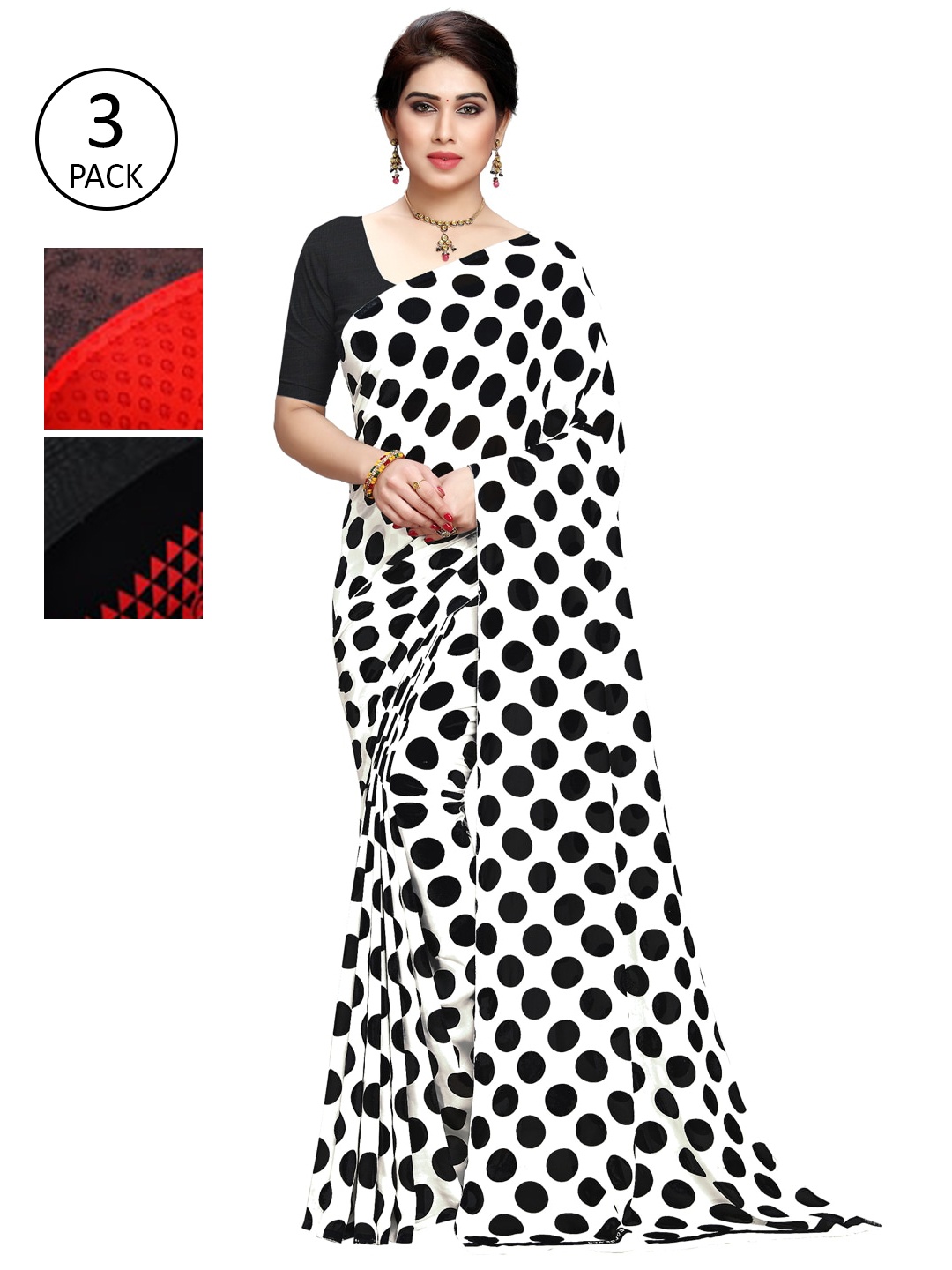 

KALINI Pack of 3 Printed Sarees, Multi