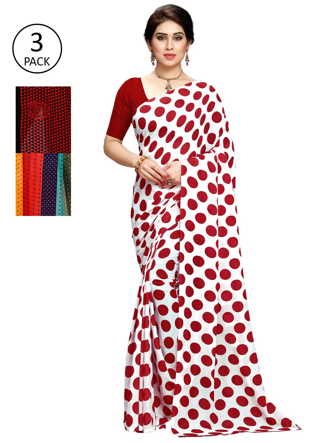 

KALINI Pack of 3 Printed Sarees, Multi