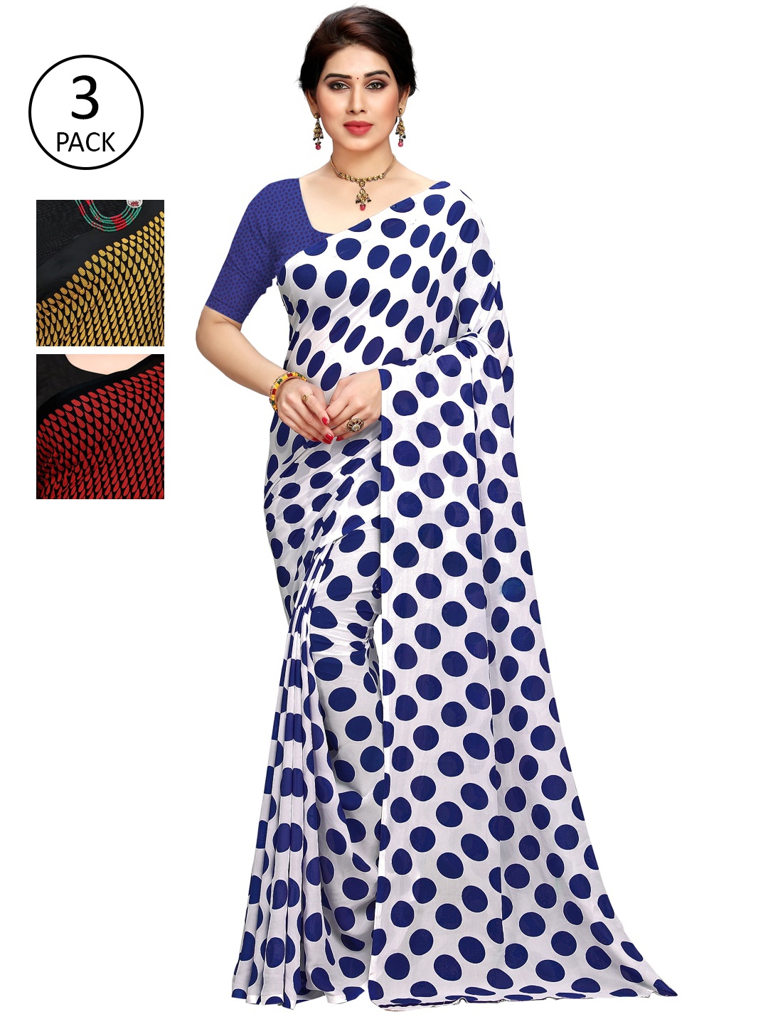 

KALINI Pack of 3 Printed Sarees, Multi