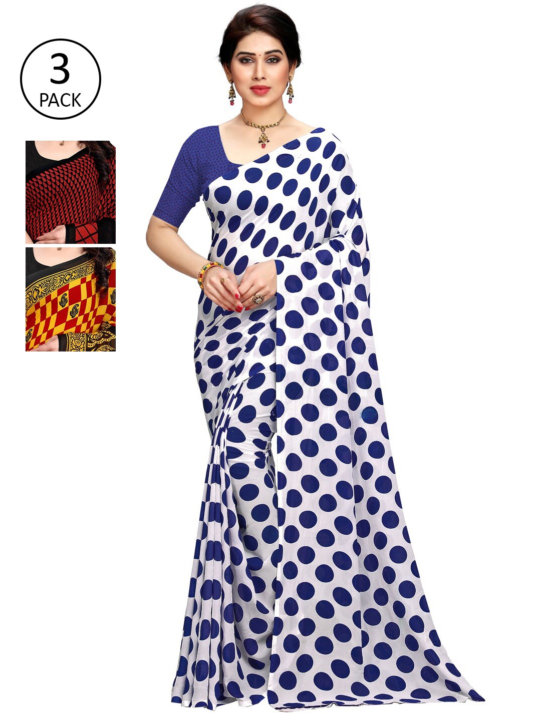 

KALINIPack of 3 Printed Sarees, Multi