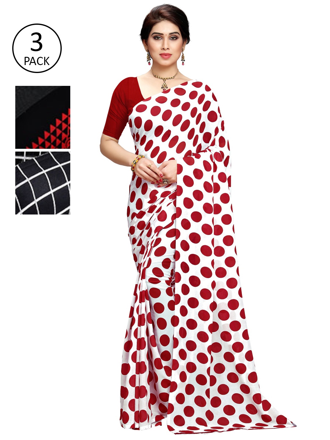 

KALINI Pack of 3 Printed Sarees, Multi