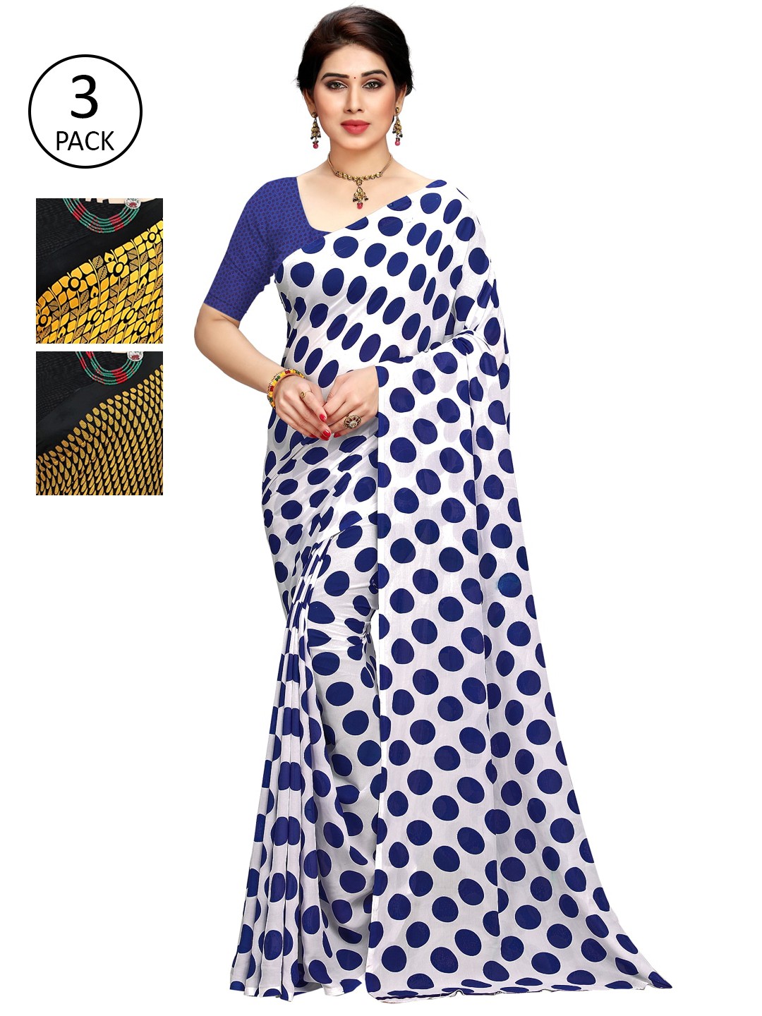

KALINI Pack of 3 Printed Sarees, Multi