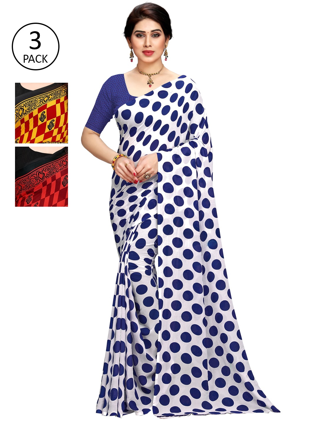

KALINI Pack of 3 Printed Sarees, Multi