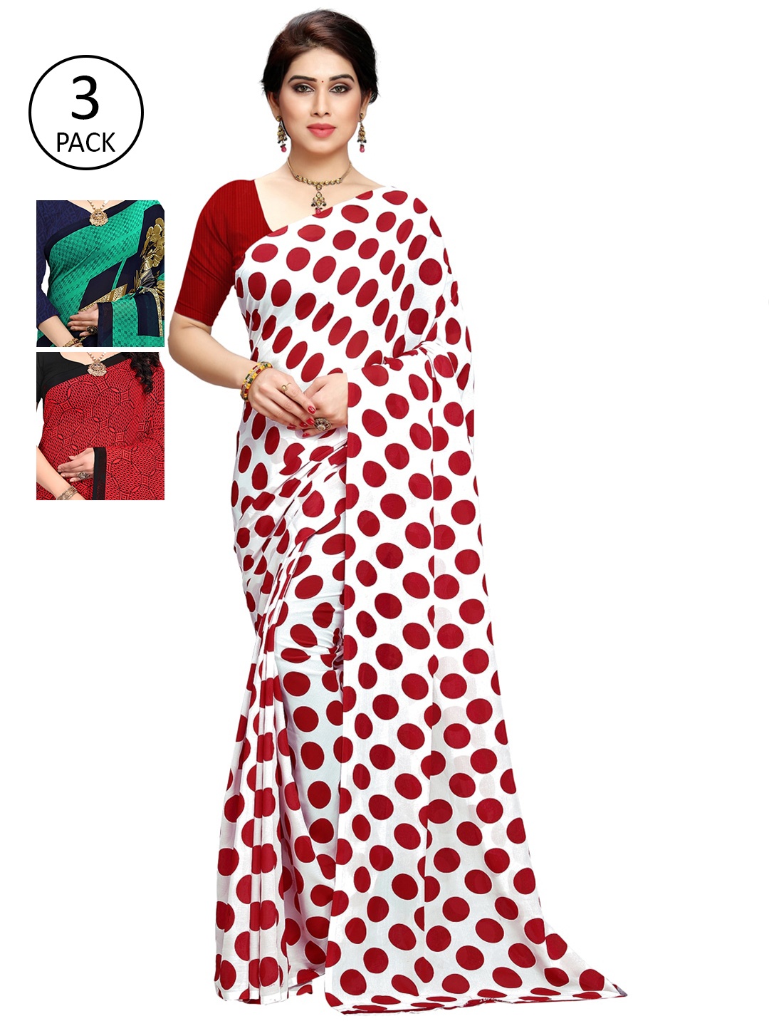 

KALINI Multicoloured Pack of 3 Saree, Multi