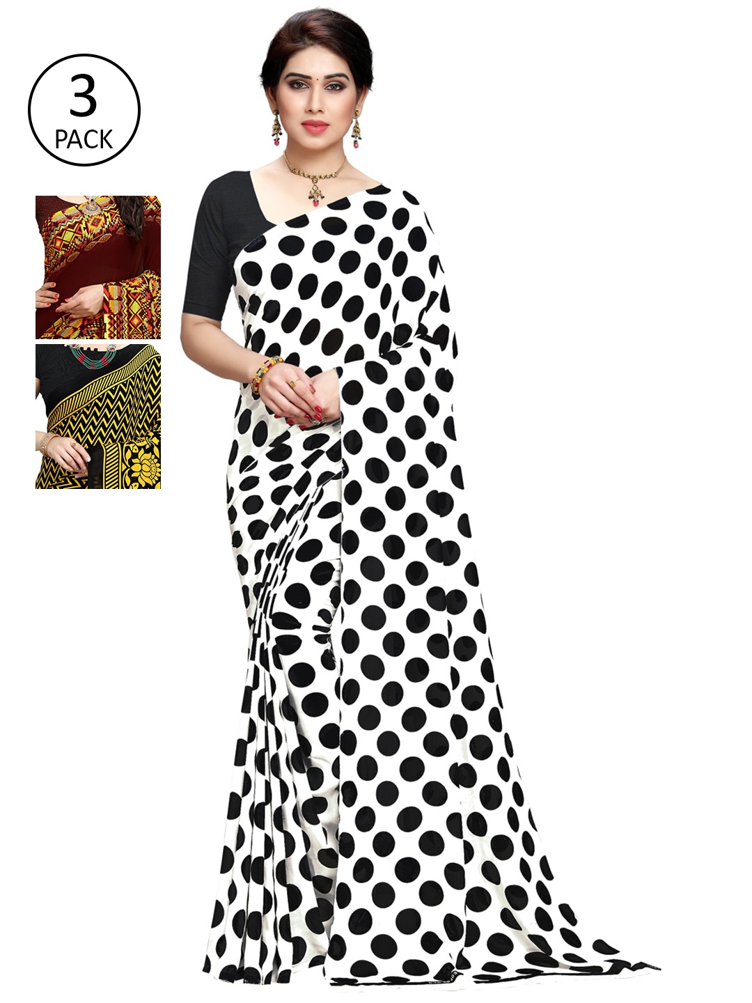 

KALINI Pack Of 3 Printed Saree, Multi