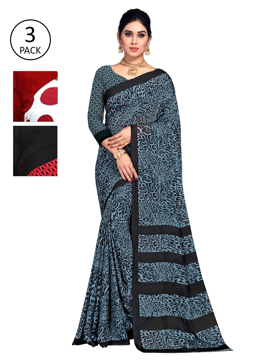 

KALINI Pack of 3 Printed Saree, Multi
