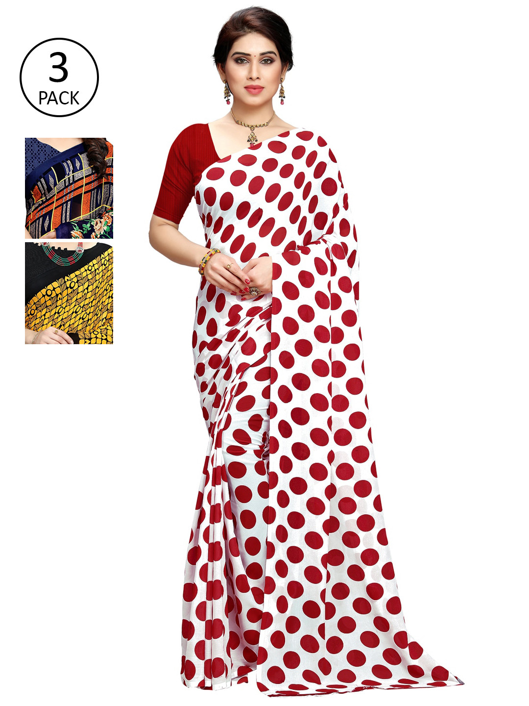

KALINI Pack of 3 Printed Sarees, Multi