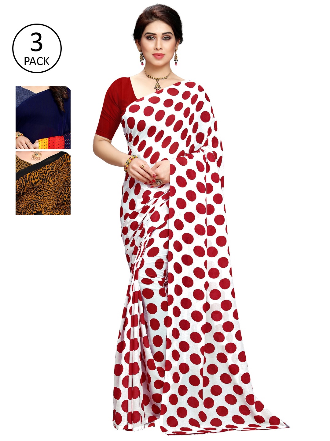 

KALINI Pack of 3 Printed Sarees, Multi