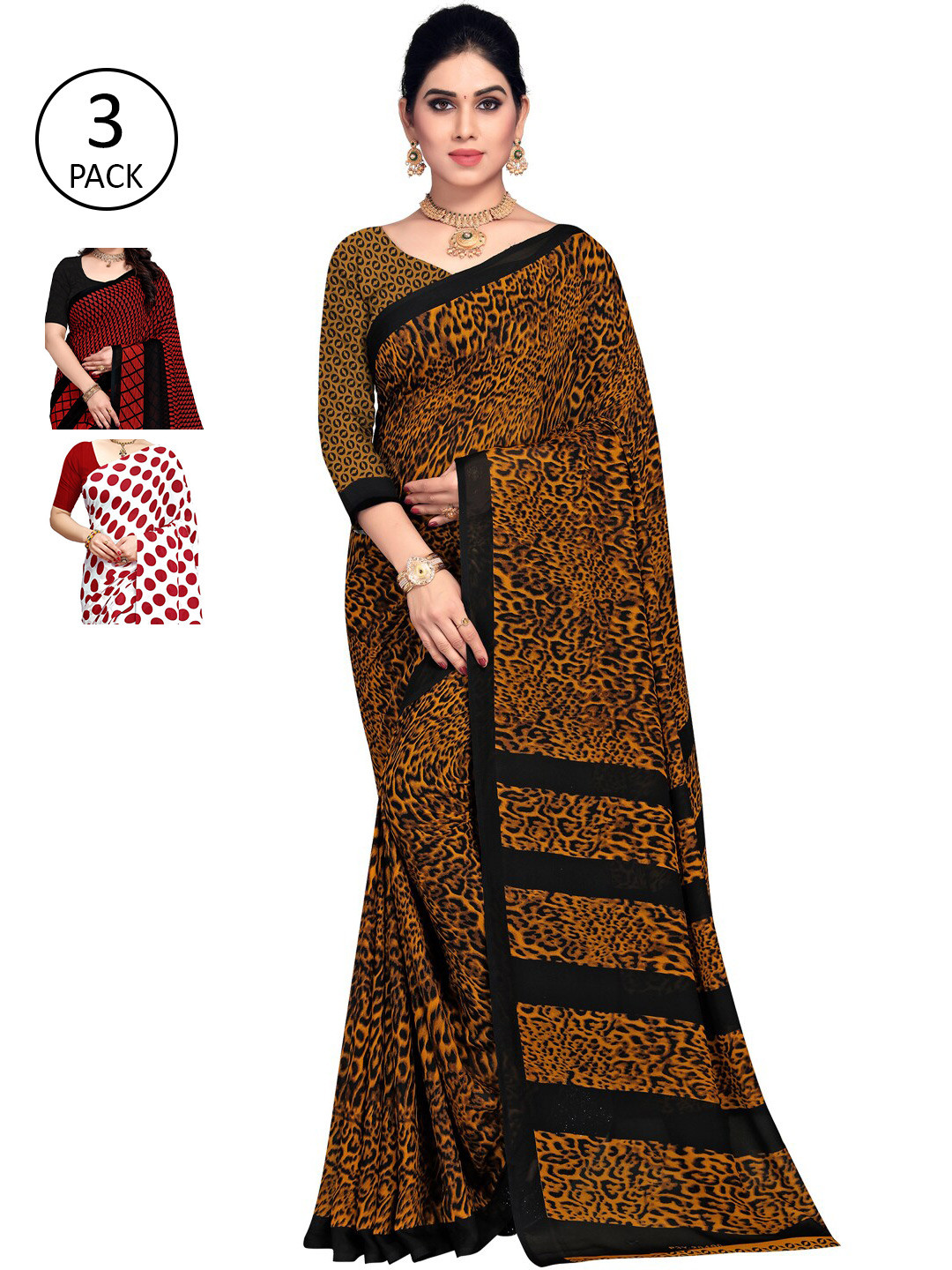 

ANAND SAREES Pack of 3 Printed Saree, Multi