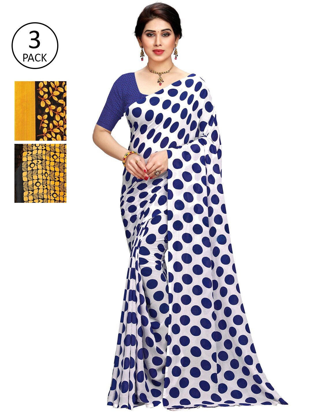 

KALINI Pack of 3 Printed Sarees, Multi