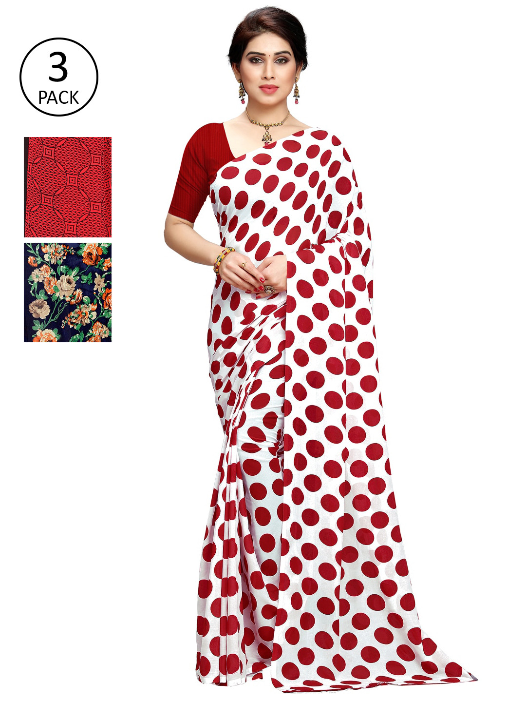 

KALINI Pack of 3 Printed Sarees, Multi