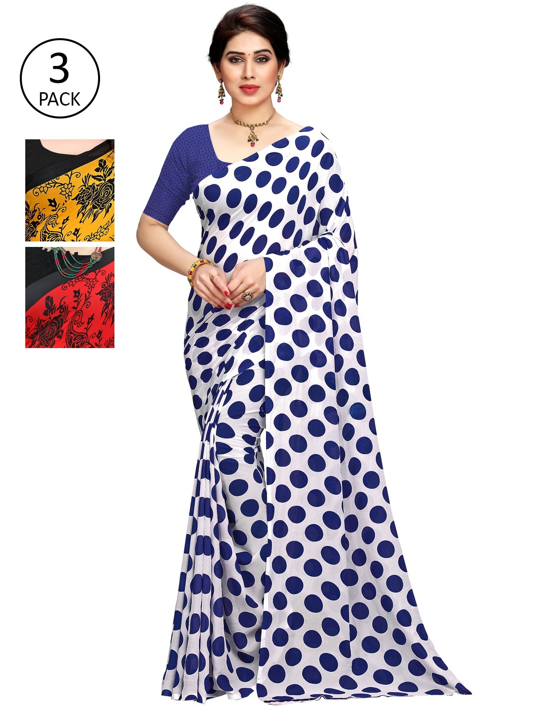

KALINI Pack of 3 Printed Sarees, Multi