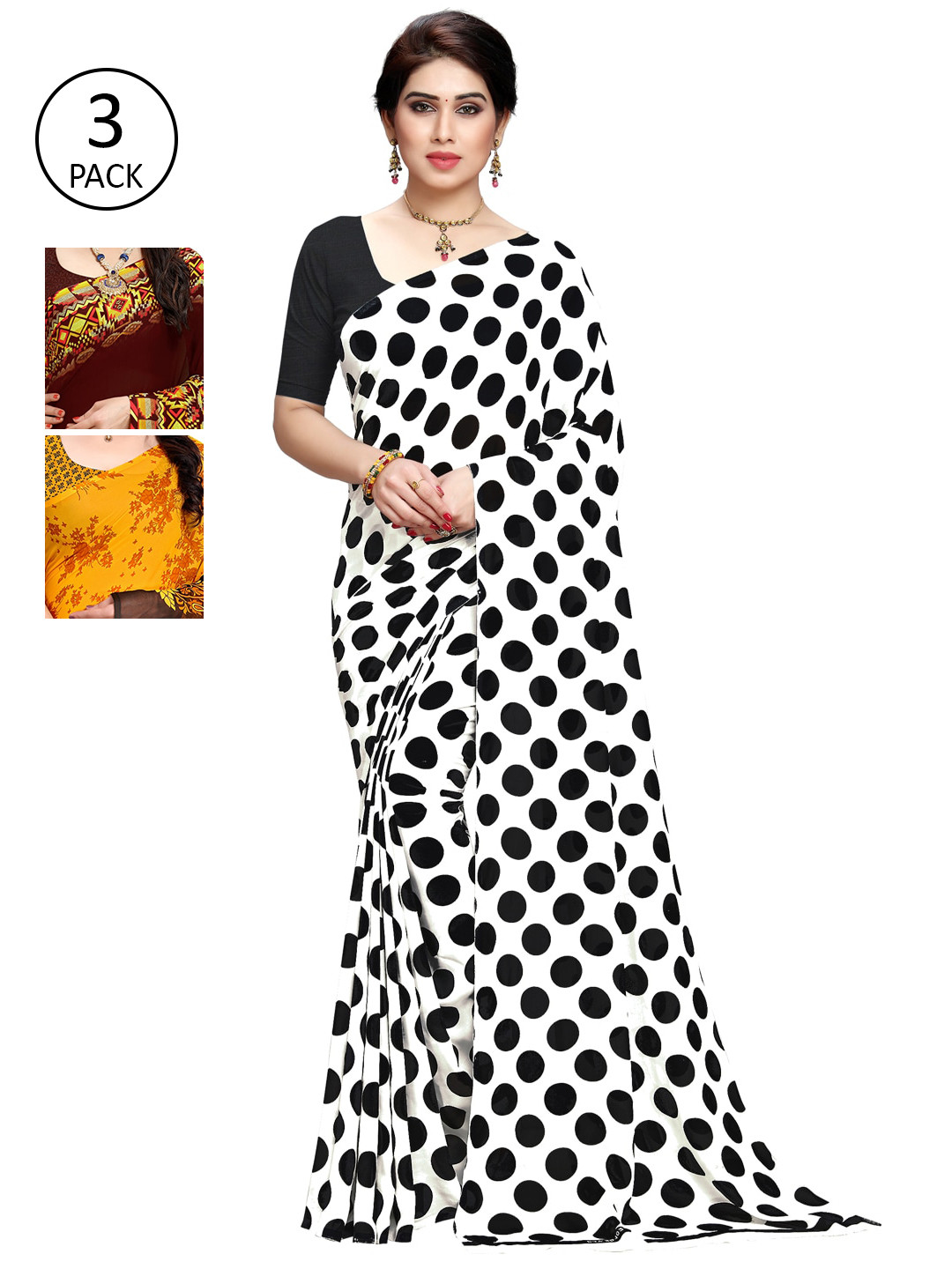 

KALINI Pack of 3 Printed Sarees, Multi