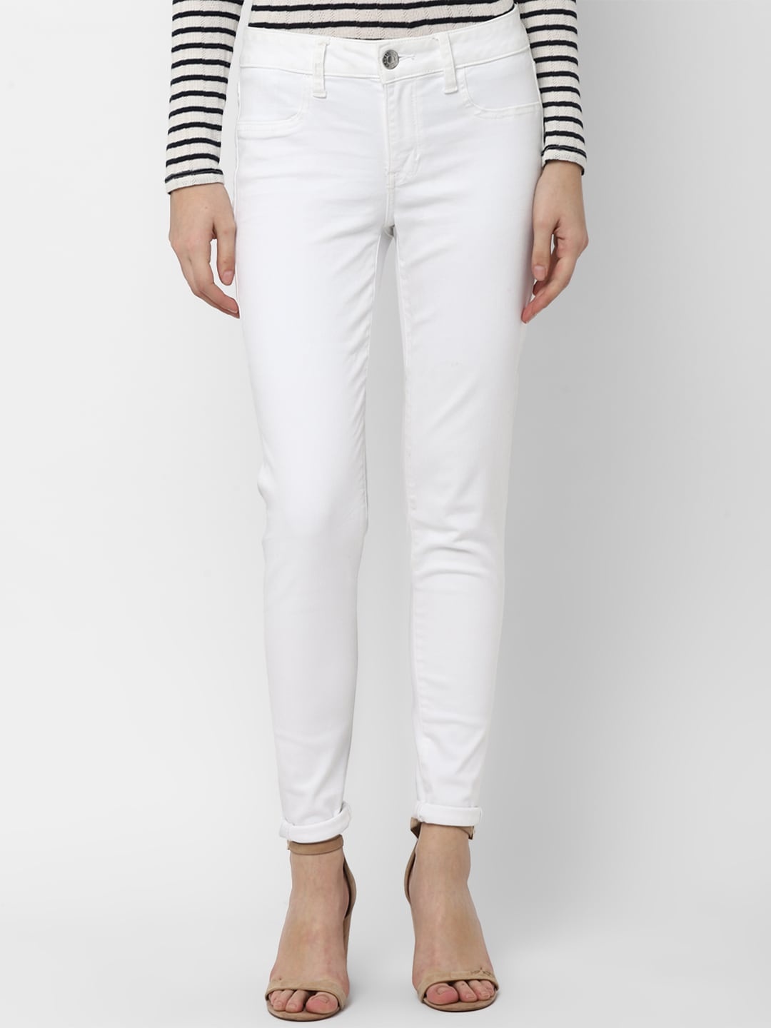 AMERICAN EAGLE OUTFITTERS Women White Solid Slim-Fit Jeggings