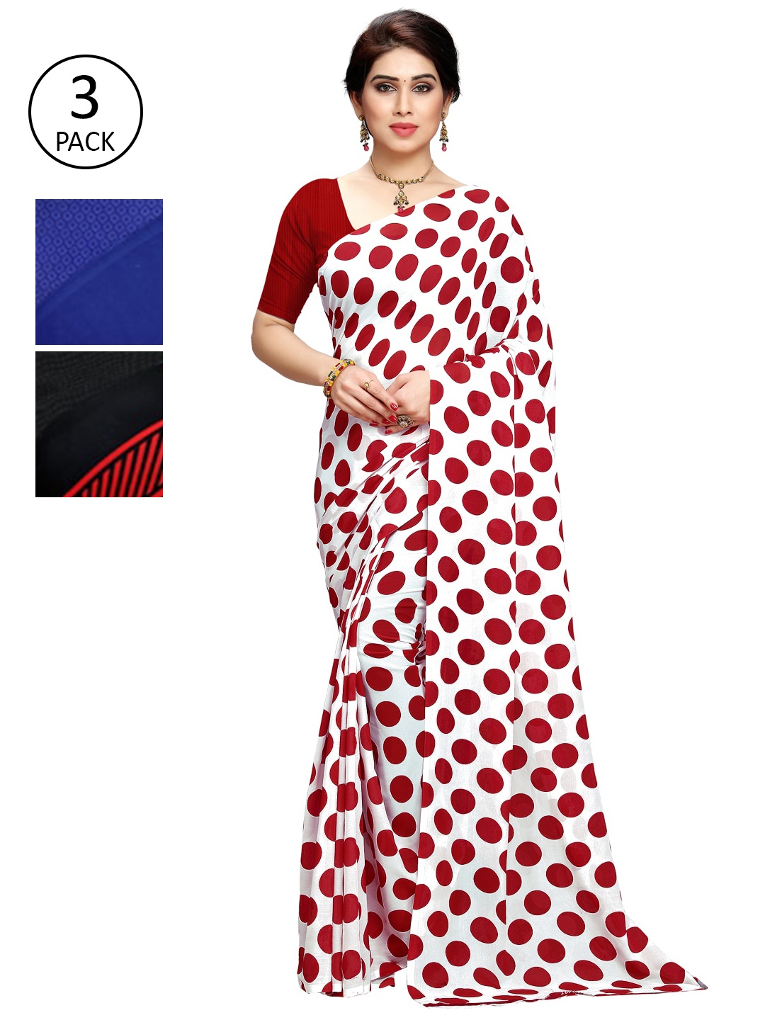 

KALINI Pack of 3 Printed Sarees, Multi