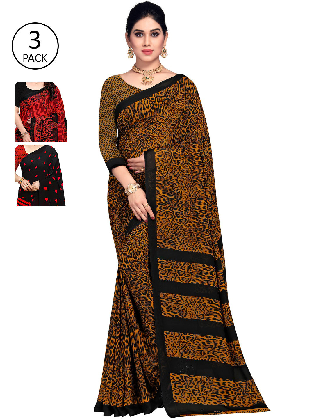 

KALINI Multicoloured Pack of 3 Saree, Multi