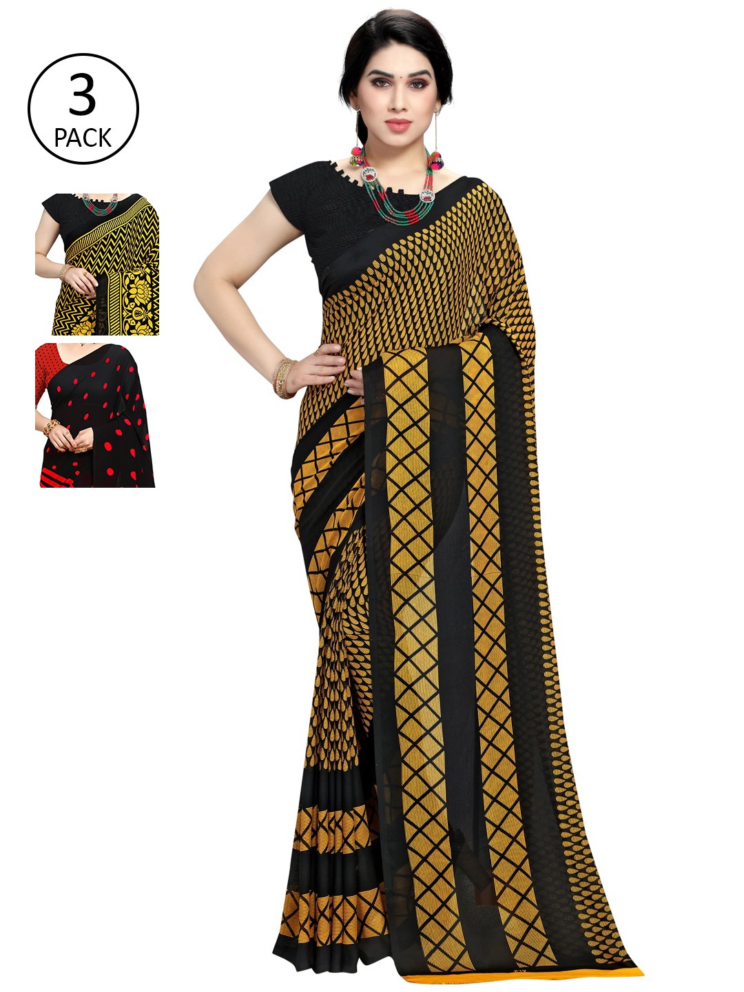 

KALINI Multicoloured Pack of 3 Saree, Multi