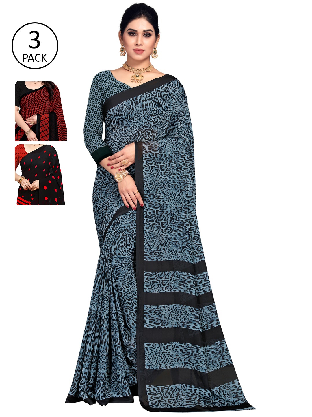 

ANAND SAREES Multicoloured Pack of 3 Saree, Multi