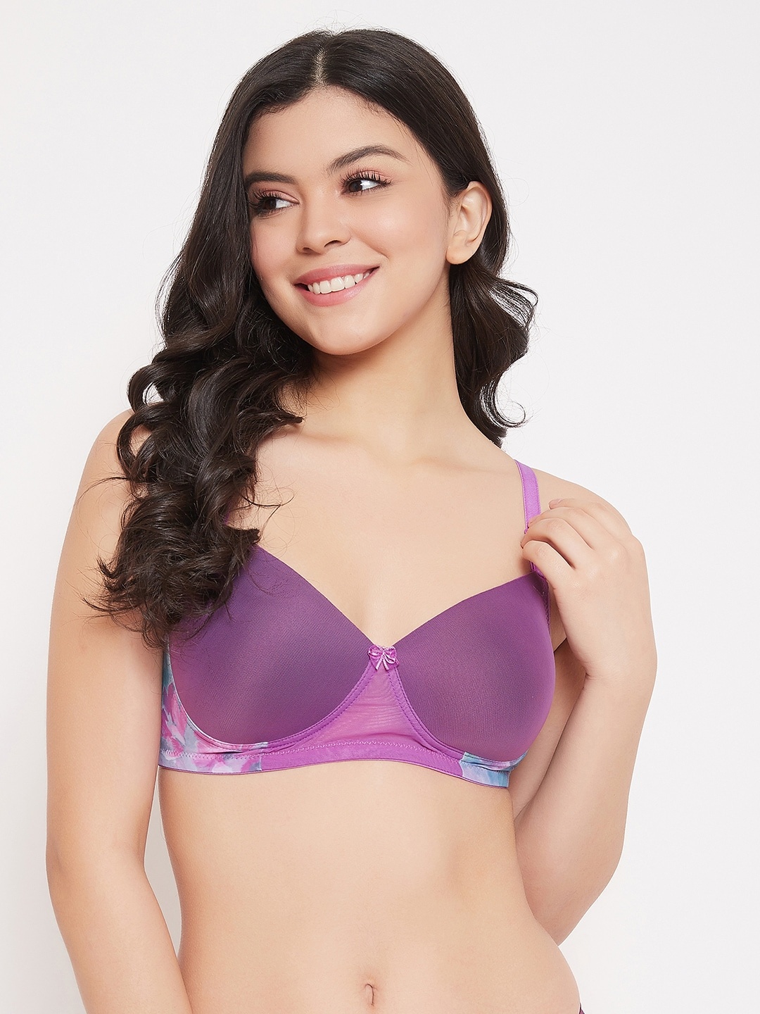 

Clovia Purple & Blue Floral T-shirt Bra Full Coverage Lightly Padded BR1897U1236E