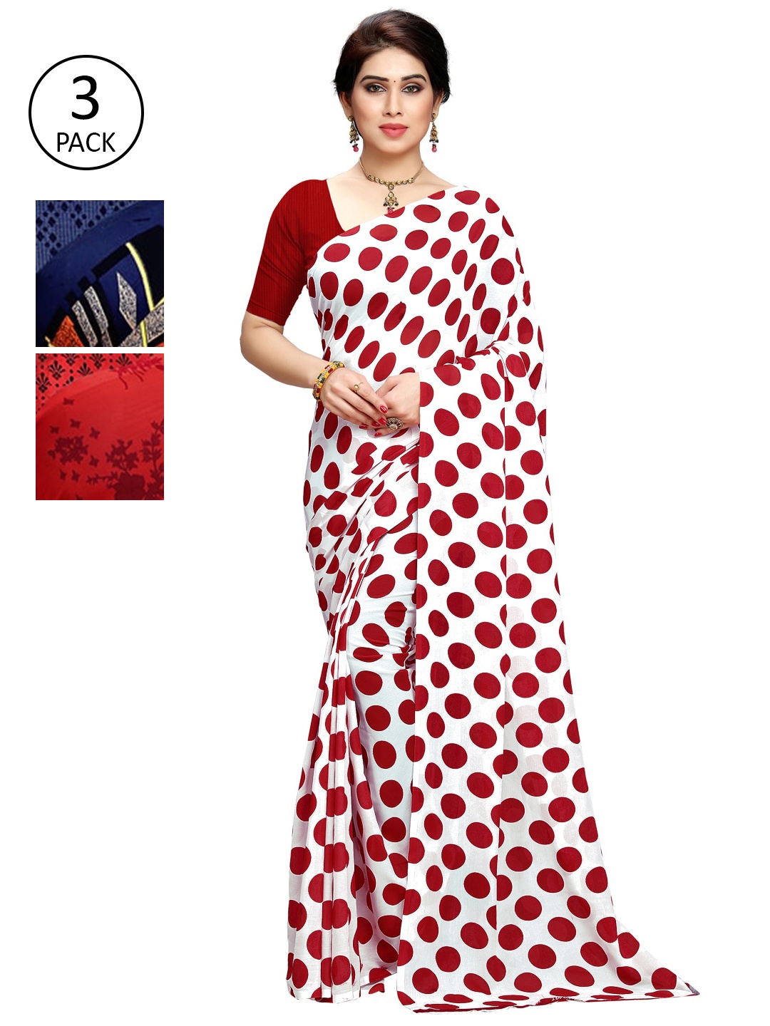 

KALINI Pack of 3 Printed Sarees, Multi