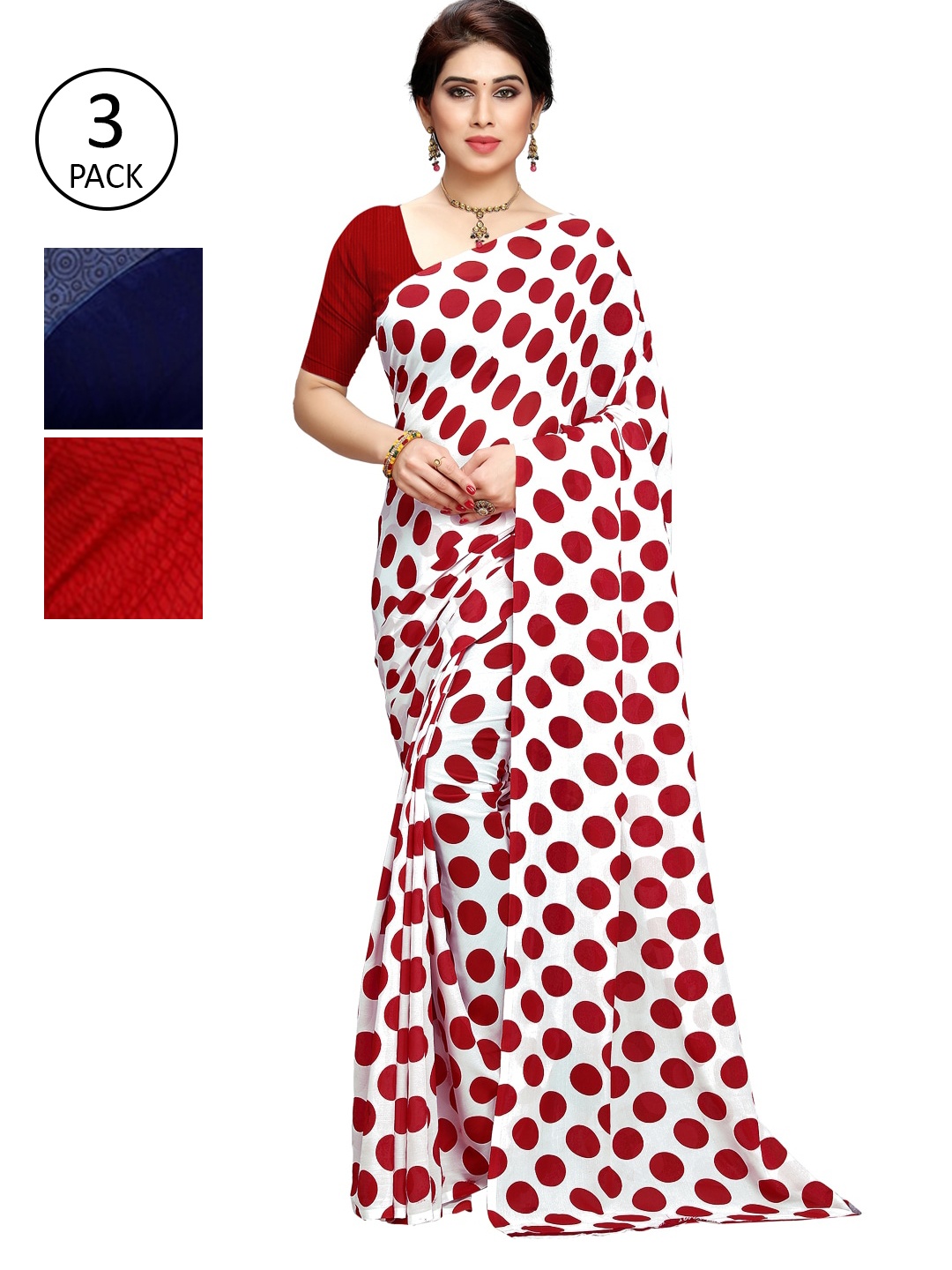 

KALINI Pack of 3 Printed Sarees, Multi