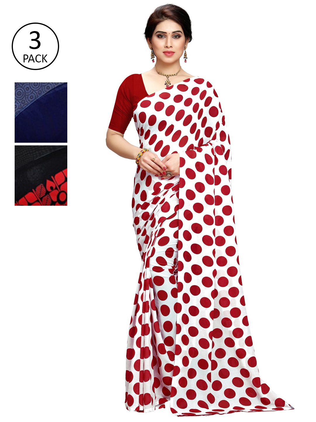 

KALINI Pack of 3 Printed Sarees, Multi