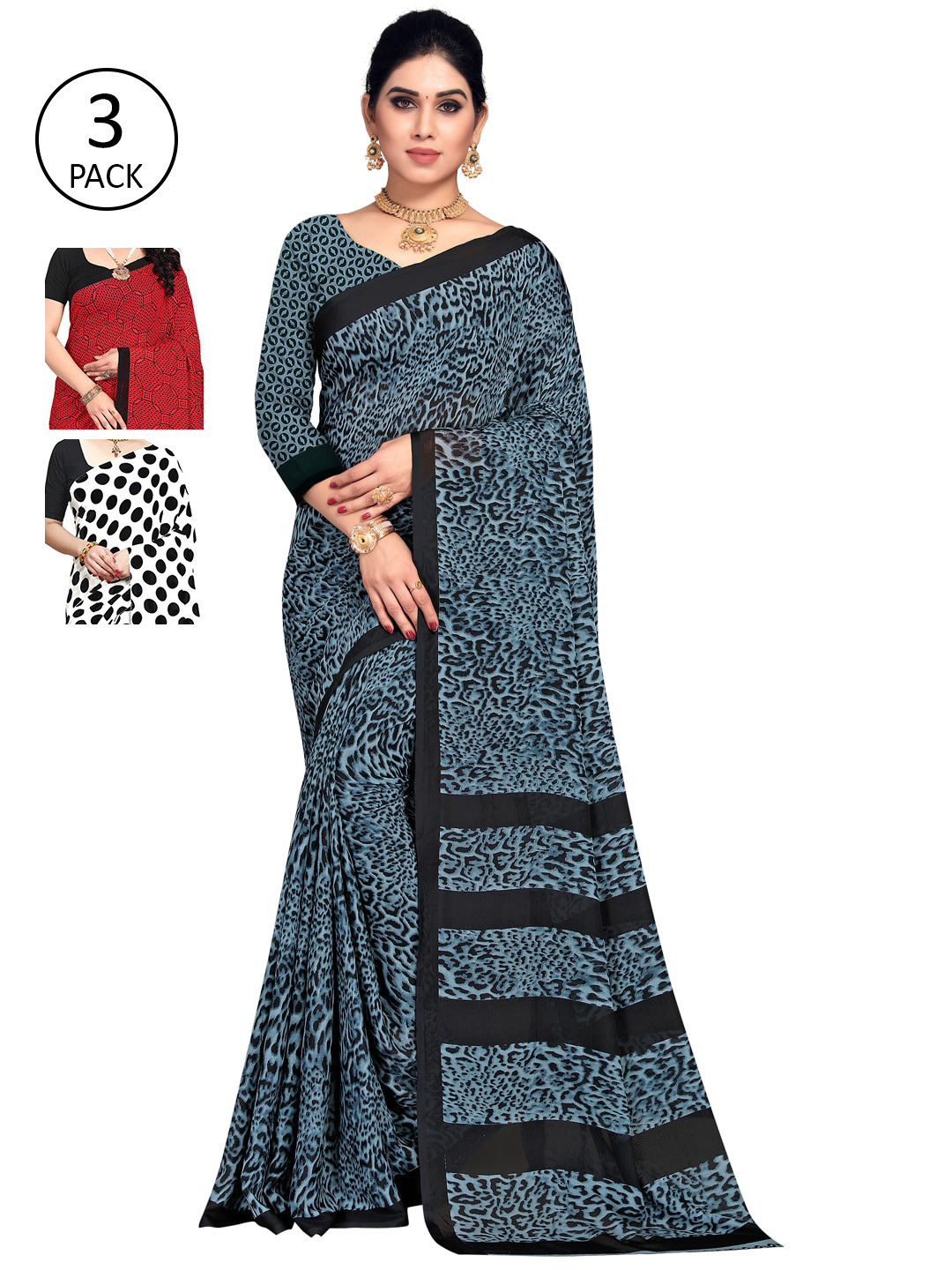 

KALINI Multicoloured Pack of 3 Saree, Multi