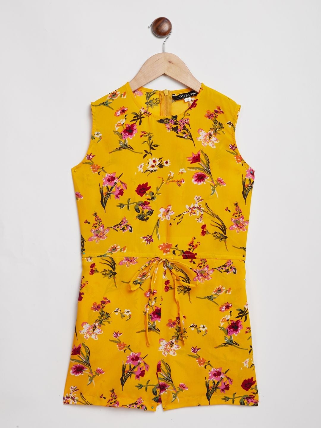 

Uptownie Lite Girls Yellow & Pink Printed Playsuit