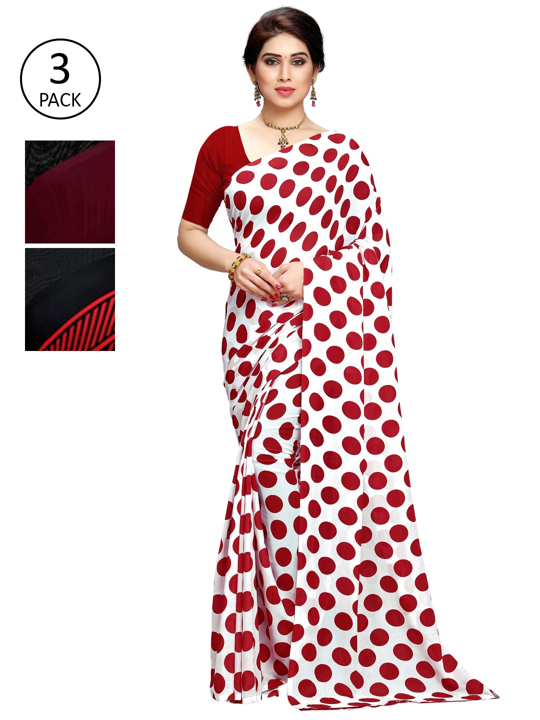 

KALINI Pack of 3 Printed Sarees, Multi