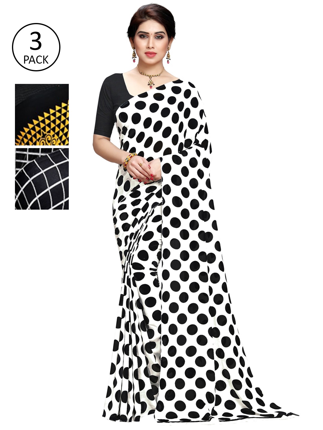 

ANAND SAREES Women Pack Of 3 Printed Saree, White