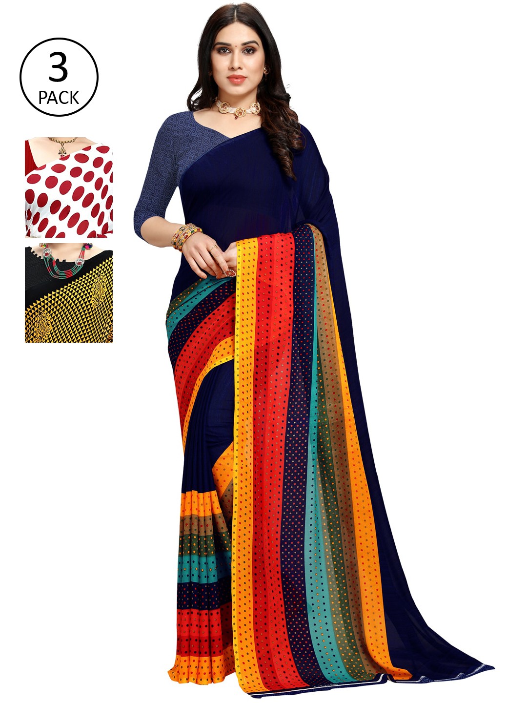 

KALINI Pack of 3 Printed Saree, Multi