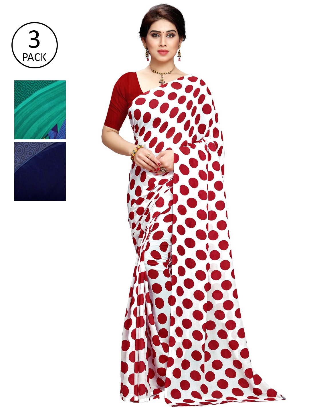 

KALINI Pack of 3 Printed Sarees, Multi