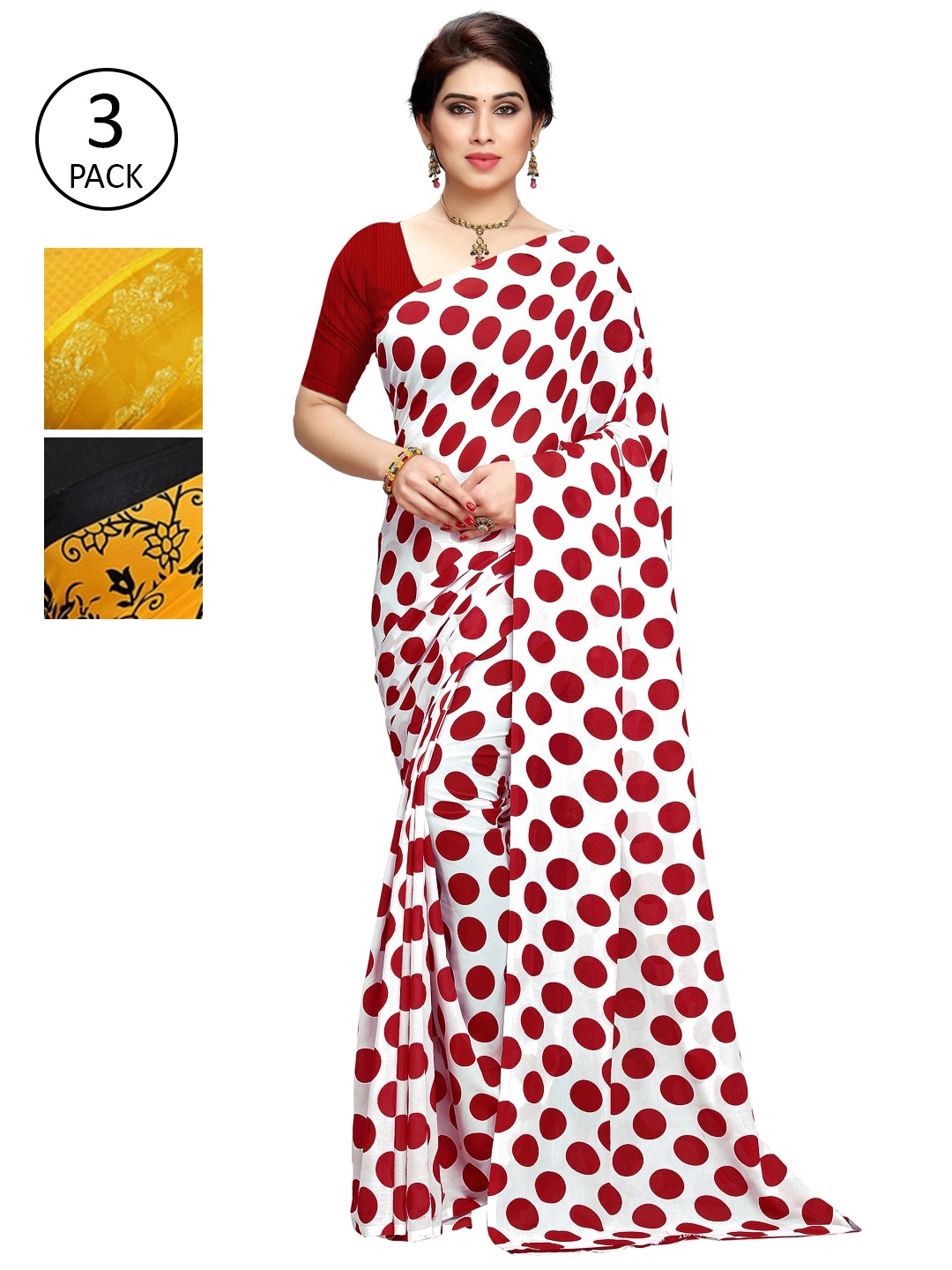 

KALINI Pack of 3 Printed Sarees, Multi