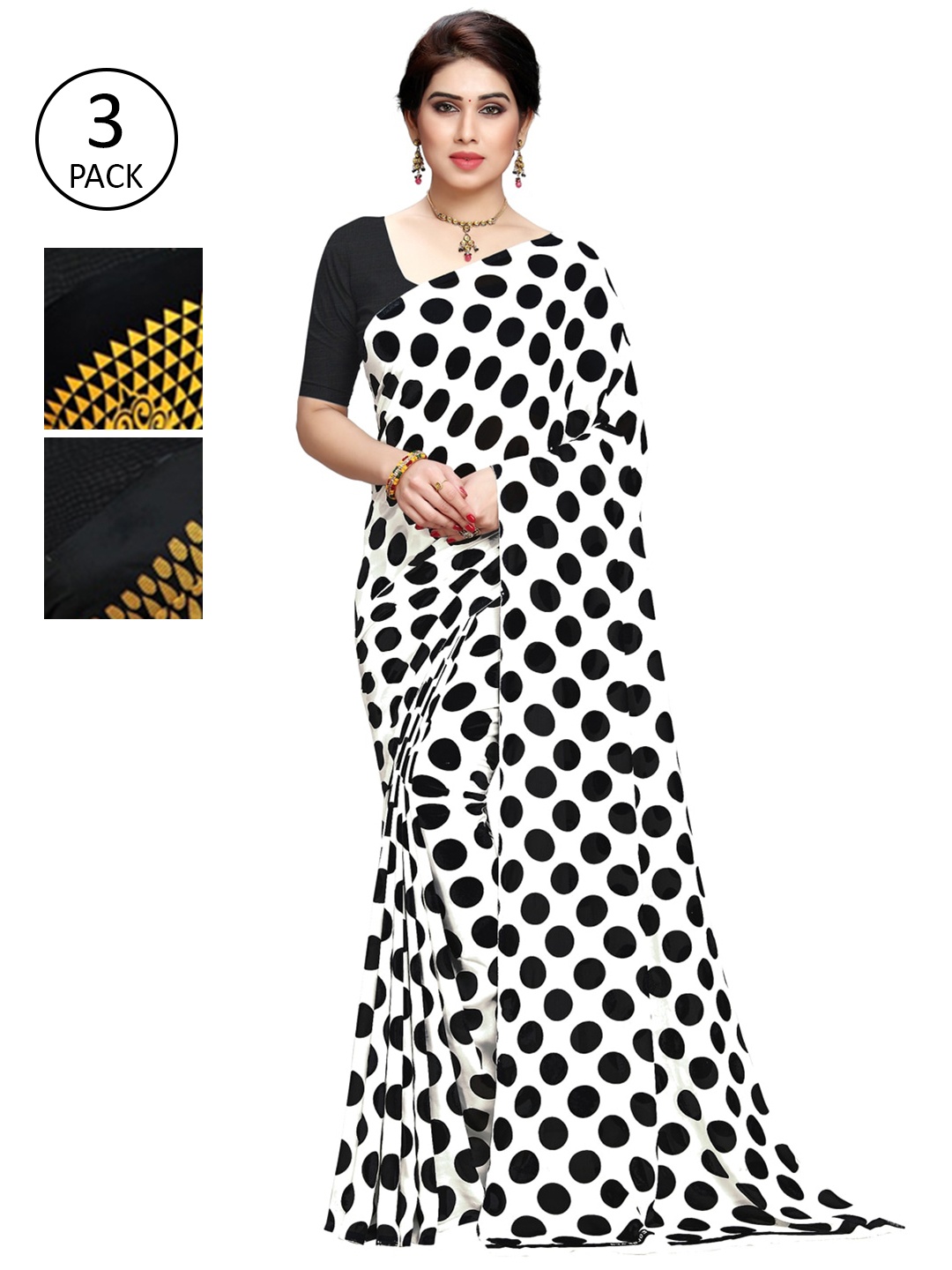 

KALINI Pack Of 3 Printed Saree, White