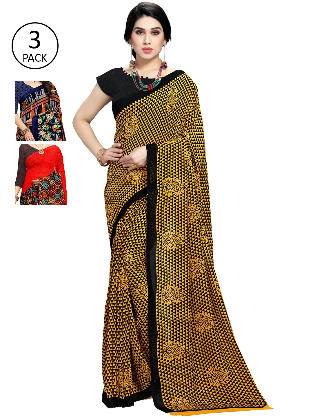 

KALINI Multicoloured Pack of 3 Printed Saree, Multi
