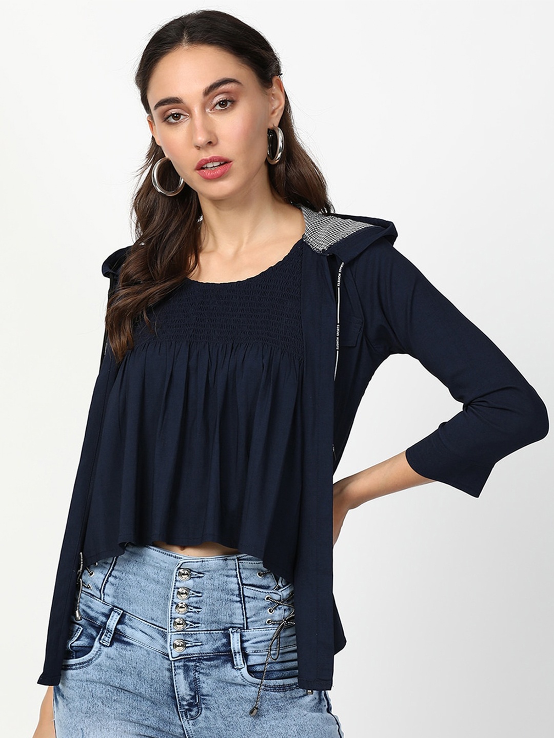 

V2 Value & Variety Navy Blue Layered A-Line Top